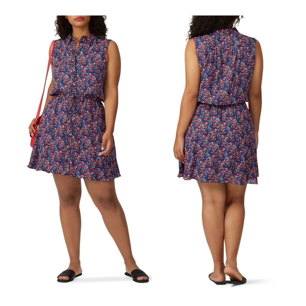 Parker XXL Silk Blend Jemma Black Colorful Floral Print Mini Dress‎